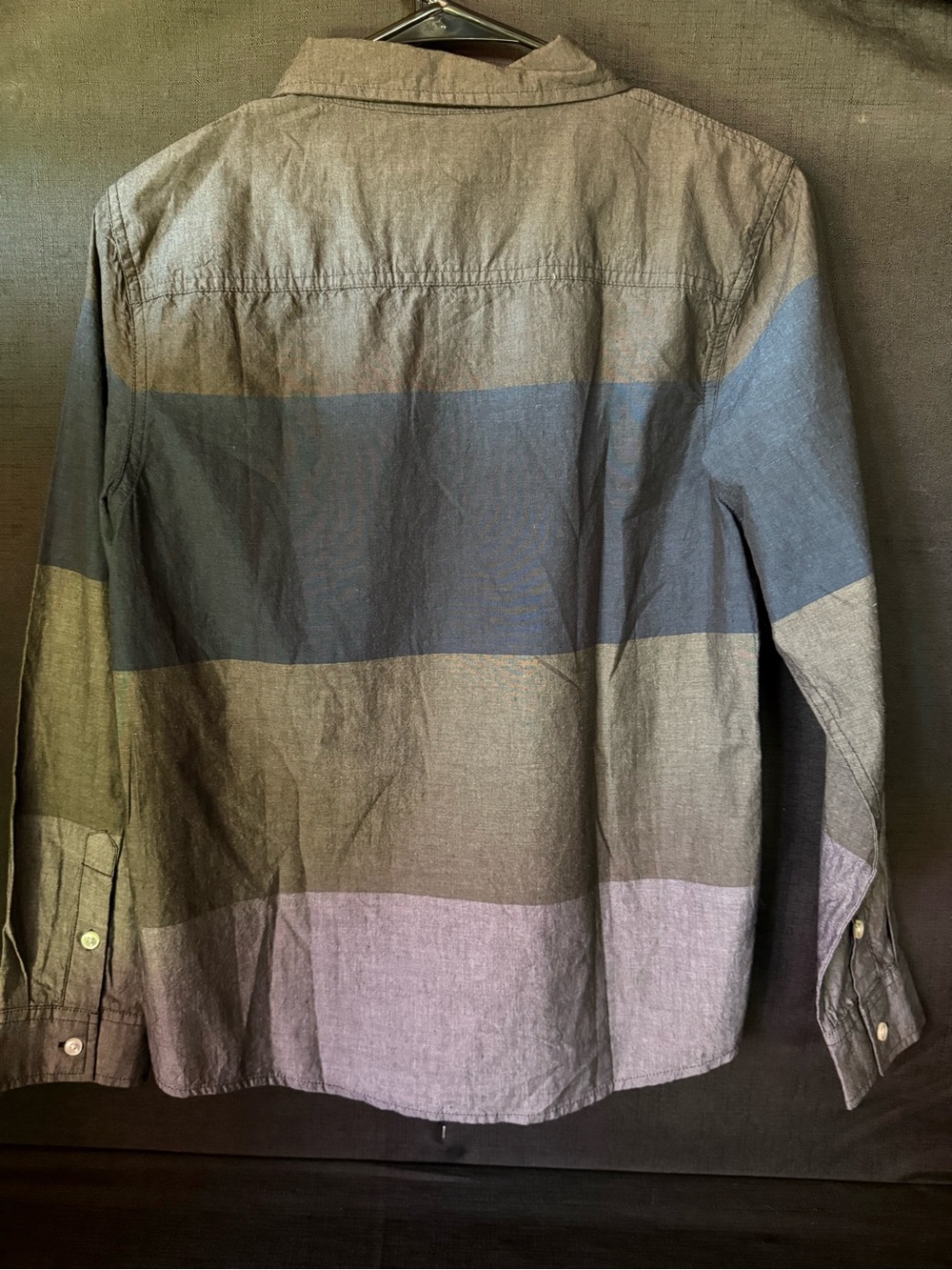 Univibe Gray, Blue, and Purple Boys' Button-Down Shirt - Picture 3 of 3